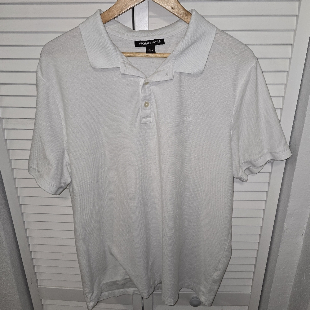 Michael Kors Men’s White Polo Shirt | Short Sleeve | 100% Cotton | Size XL